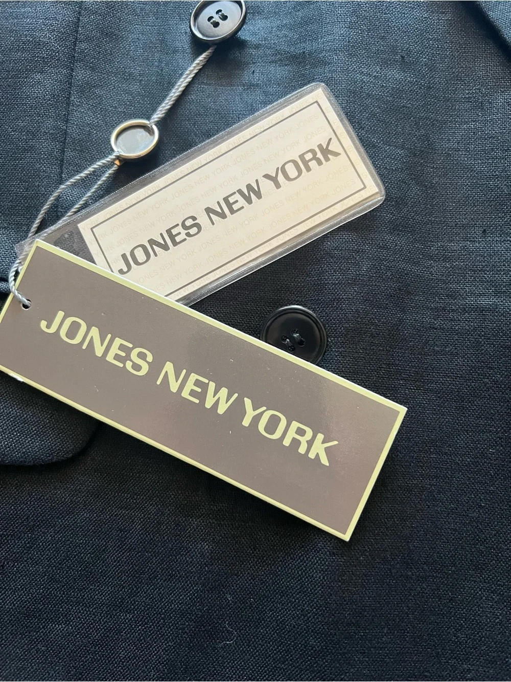 Jones New York Vintage Men’s 44R Linen Double Breasted Blazer Black NWT